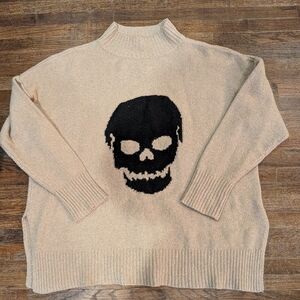 Maurices Mock Neck Skull Sweater With Side Slits Size XL